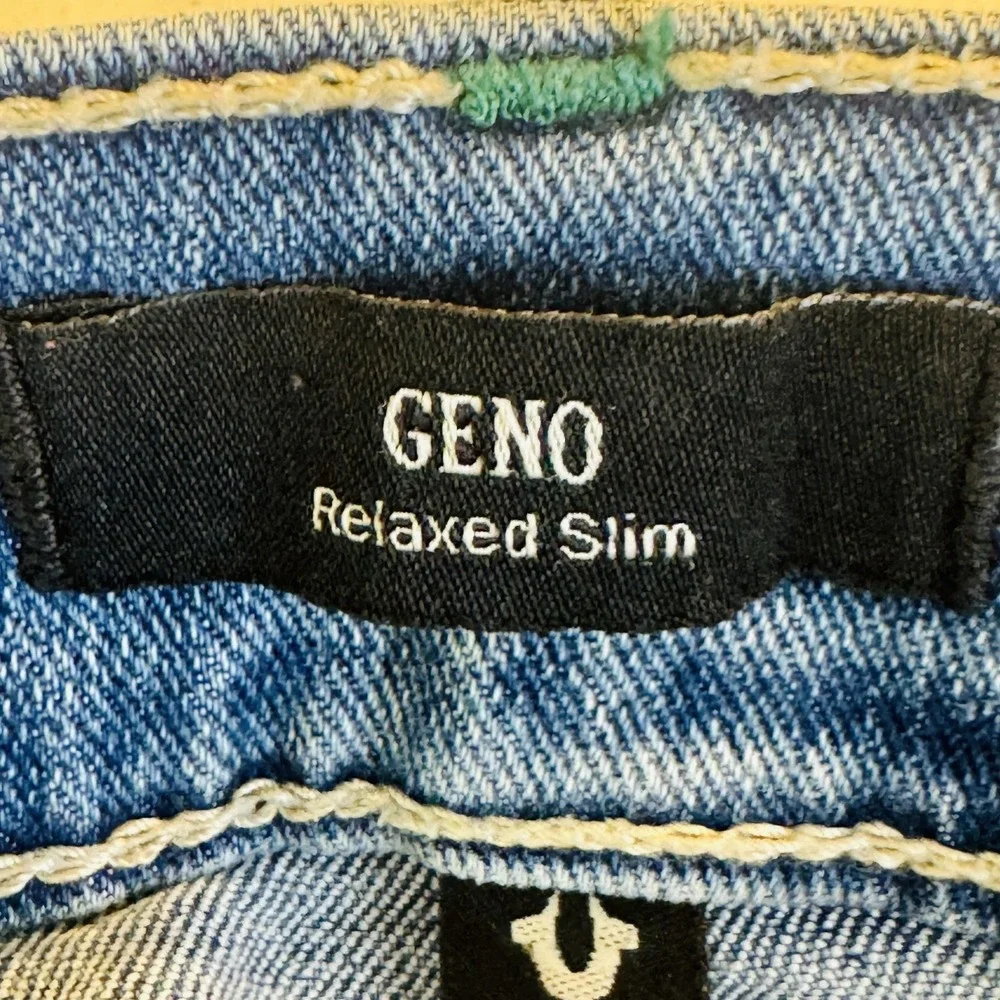 True Religion Geno Jeans Mens 36x31 Blue Light Wash Tapered Relaxed Zip Fly